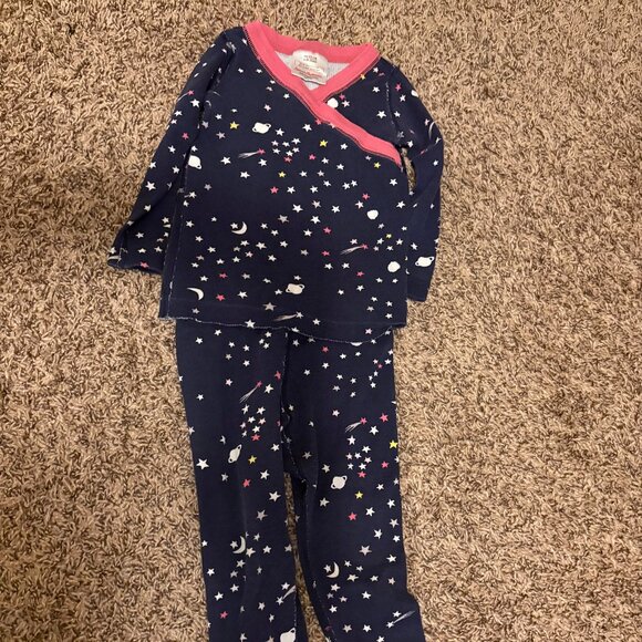 Hanna Andersson Moon and Star Print Pajamas 80 CM 18-24 Months Navy Blue - Picture 1 of 4